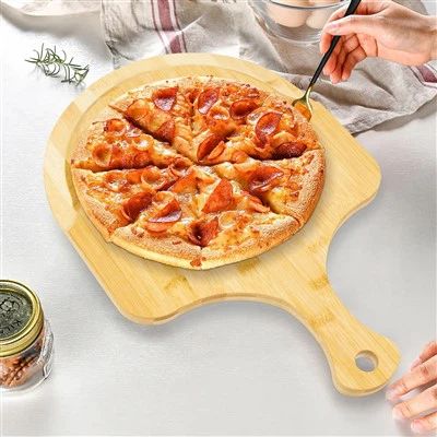 የቀርከሃ ፒዛ ቦርድ ከእቃ መያዣዎች ጋር